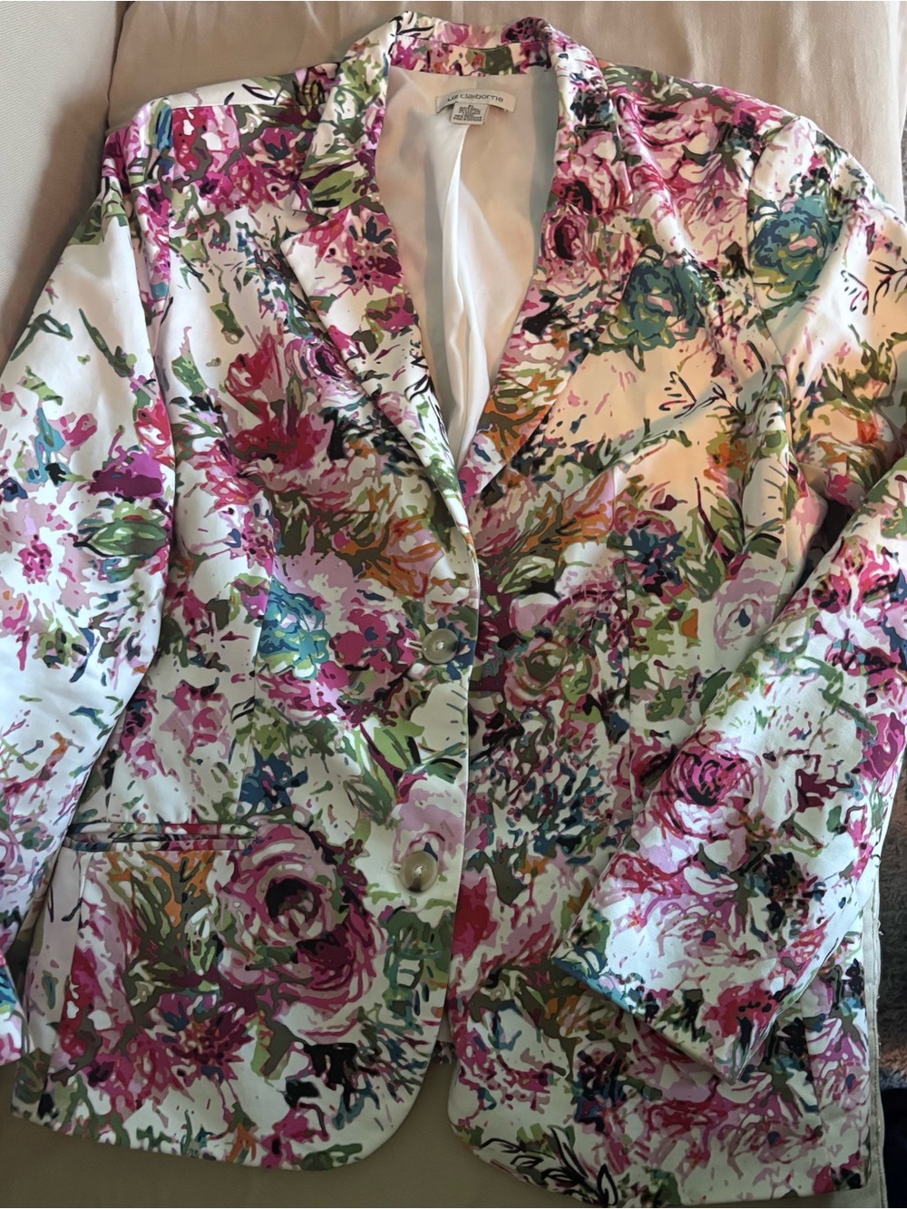Liz Claiborne Floral Blazer Jacket - Pink, Green, Blue